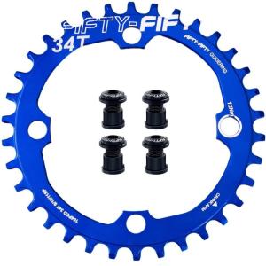 image:imageFIFTYFIFTY Round 104BCD Chainring 30T 32T 34T 36T Narrow Wide Mountain Bike Chainring Single Chainring for 91011Speed with 4 Alloy Chainring Bolts for MTBRound Blue