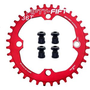 image:imageFIFTYFIFTY Round 104BCD Chainring 30T 32T 34T 36T Narrow Wide Mountain Bike Chainring Single Chainring for 91011Speed with 4 Alloy Chainring Bolts for MTBRound Red
