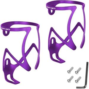 image:imageFIFTYFIFTY 2Pack Bike Water Bottle Holder Aluminum Alloy Water Bottle Cage Lightweight Bicycle Cup Holder Rack with Screws Tool Universal Bicycle Drink Cage for MTB Road Bike BlackPurplePurple