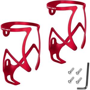 image:imageFIFTYFIFTY 2Pack Bike Water Bottle Holder Aluminum Alloy Water Bottle Cage Lightweight Bicycle Cup Holder Rack with Screws Tool Universal Bicycle Drink Cage for MTB Road Bike BlackRedRed