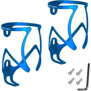 image:imageFIFTYFIFTY 2Pack Bike Water Bottle Holder Aluminum Alloy Water Bottle Cage Lightweight Bicycle Cup Holder Rack with Screws Tool Universal Bicycle Drink Cage for MTB Road Bike BlackBlueBlue