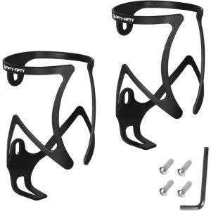 image:imageFIFTYFIFTY 2Pack Bike Water Bottle Holder Aluminum Alloy Water Bottle Cage Lightweight Bicycle Cup Holder Rack with Screws Tool Universal Bicycle Drink Cage for MTB Road Bike BlackBlackBlack